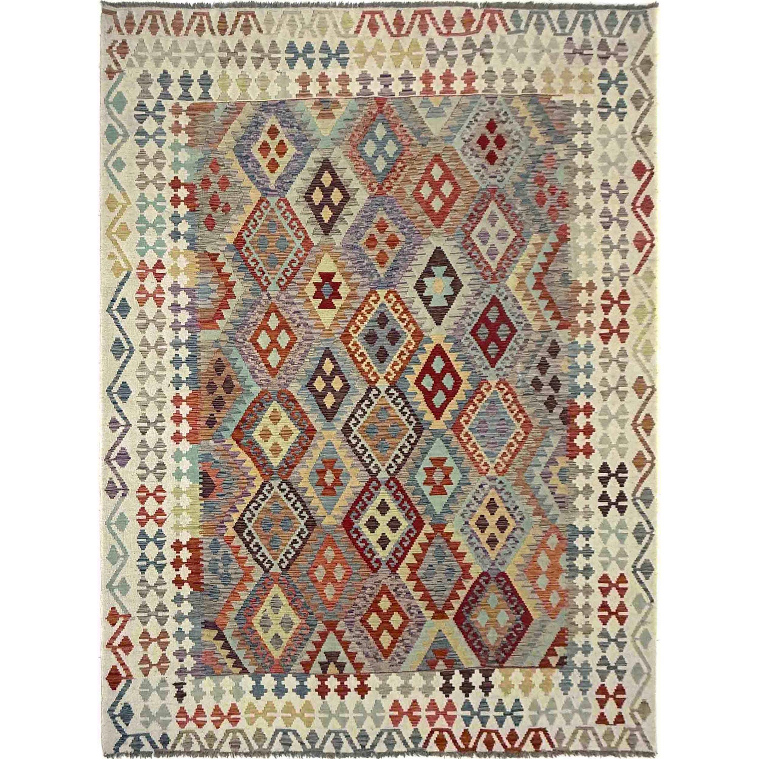 Handmade Vegetable Kilim 7' 0" x 9' 11" (ft) - No. R39770
