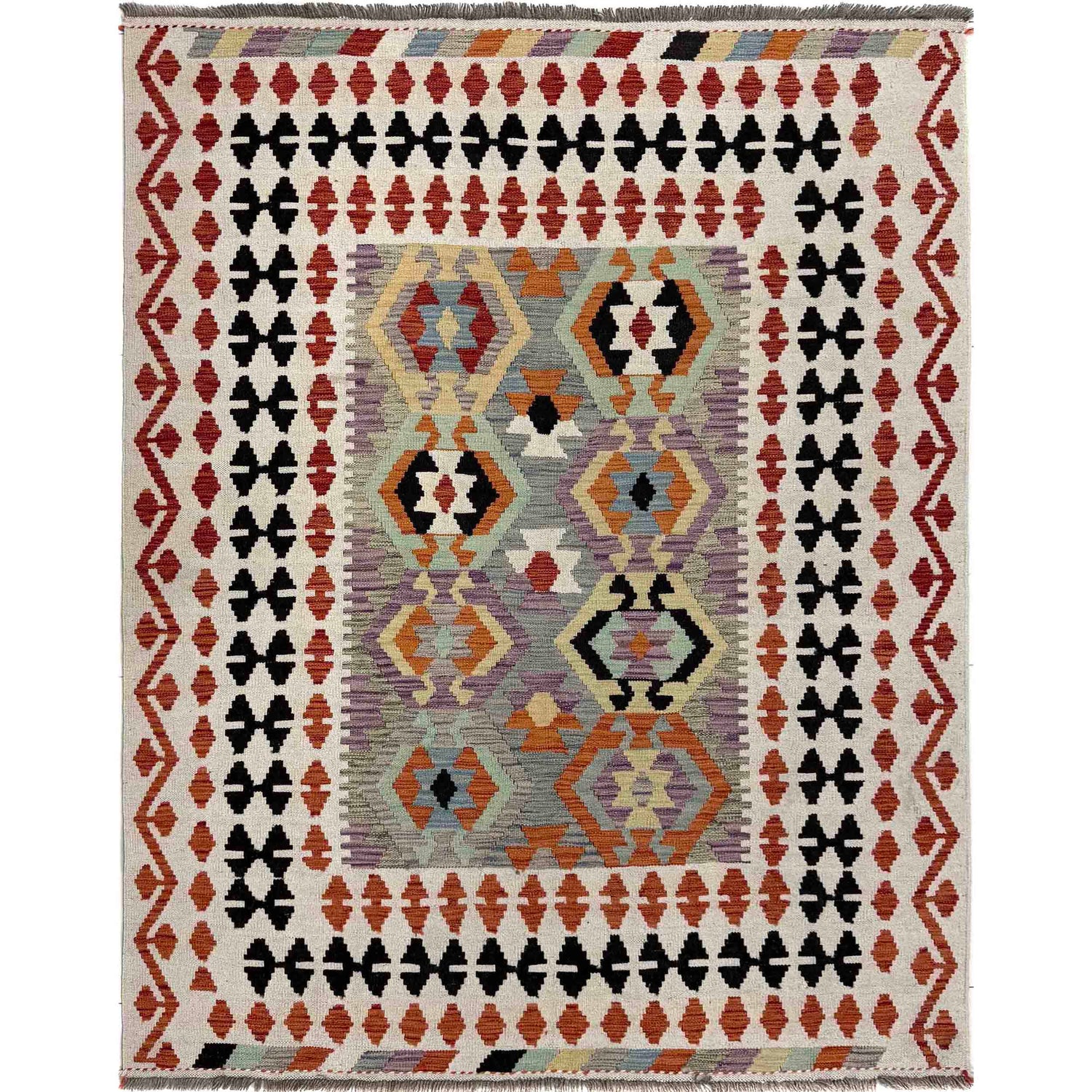 Handmade Vegetable Kelim 5' 1" x 6' 6" (ft) - No. R39781