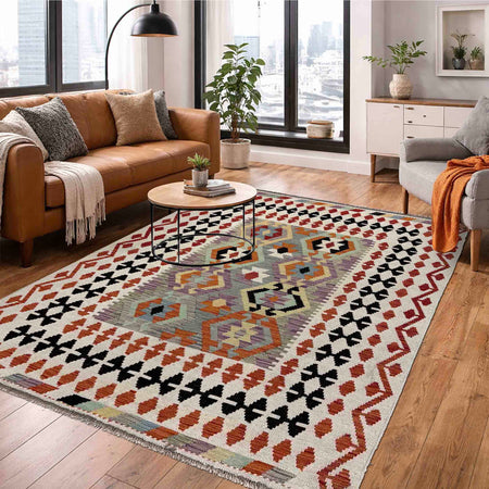 Handmade Vegetable Kelim 5' 1" x 6' 6" (ft) - No. R39781