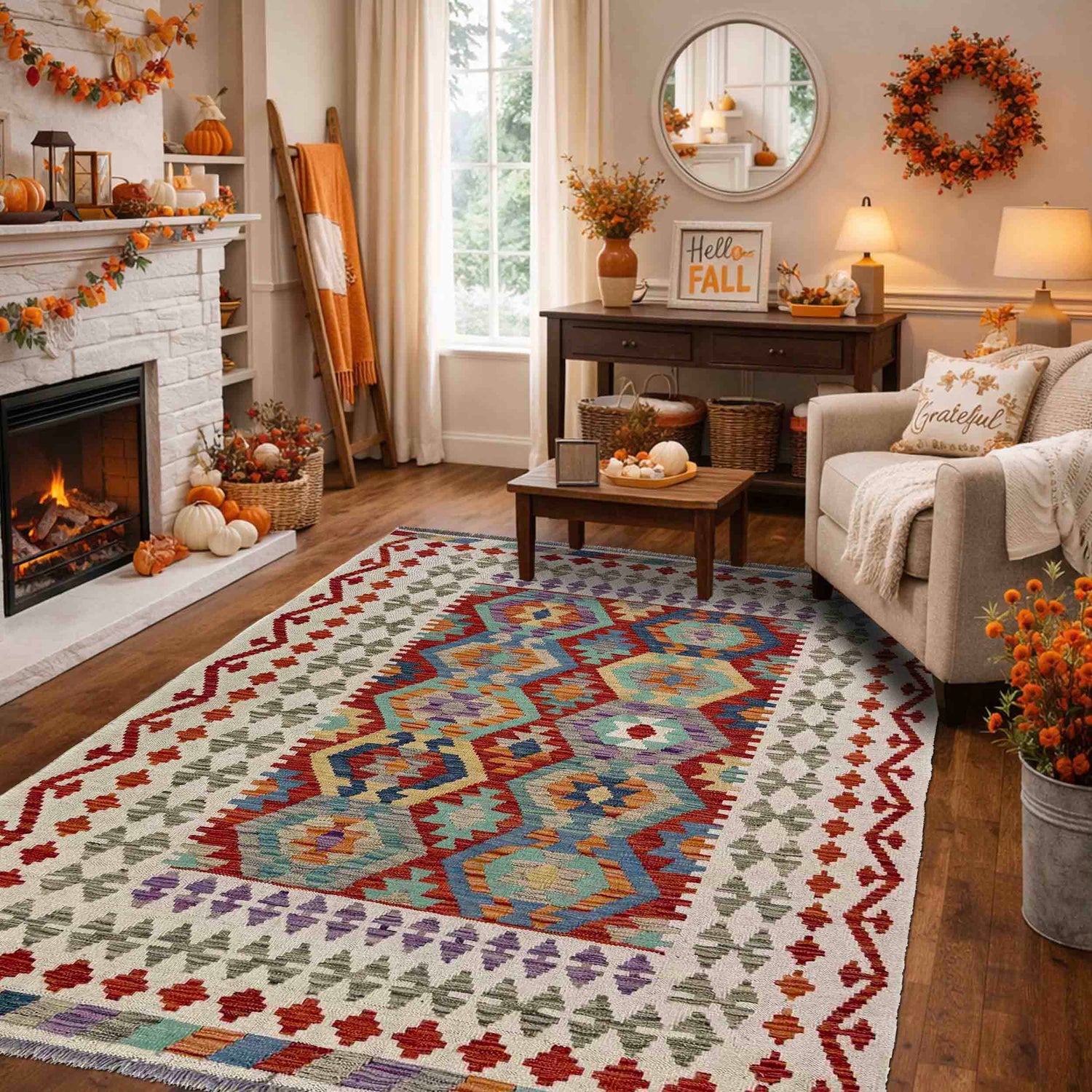 Handmade Vegetable Kelim 4' 3" x 5' 11" (ft) - No. R39816