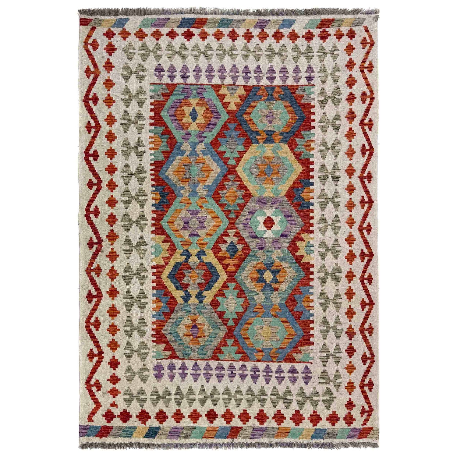 Handmade Vegetable Kelim 4' 3" x 5' 11" (ft) - No. R39816