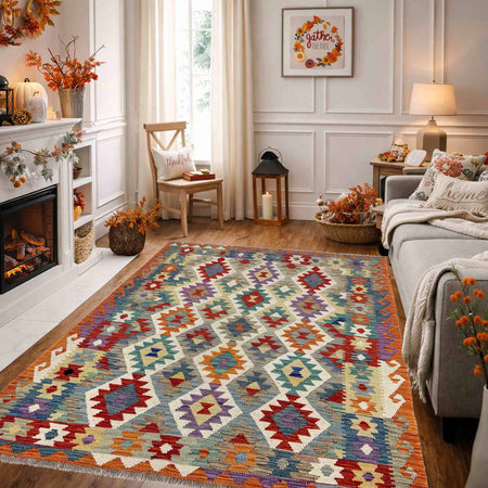 Handmade Vegetable Kelim 4' 2" x 5' 9" (ft) - No. R39819