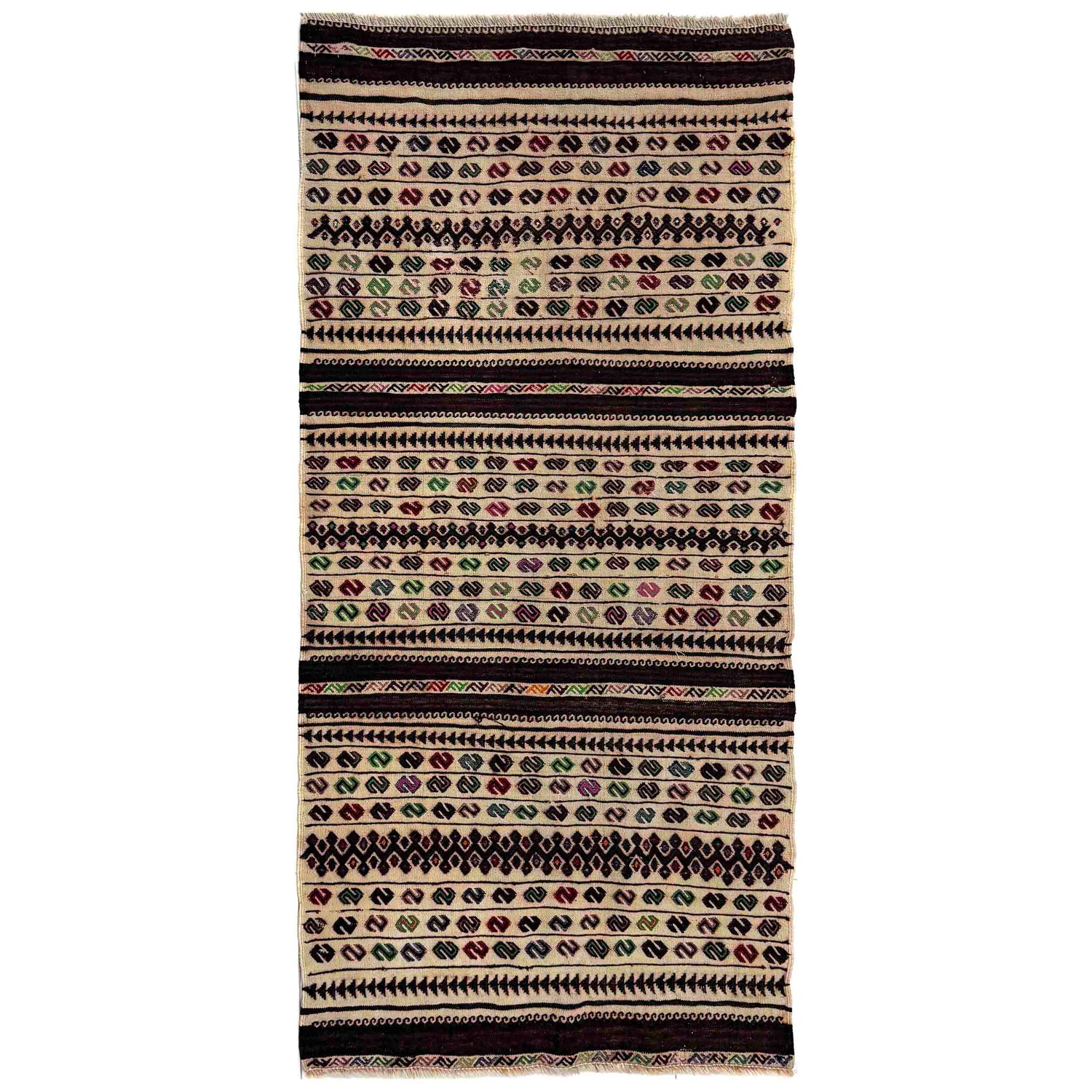 Hand Knotted Table Sheet Dhurrie Runner 2' 7" x 5' 7" (ft) - No. R39833