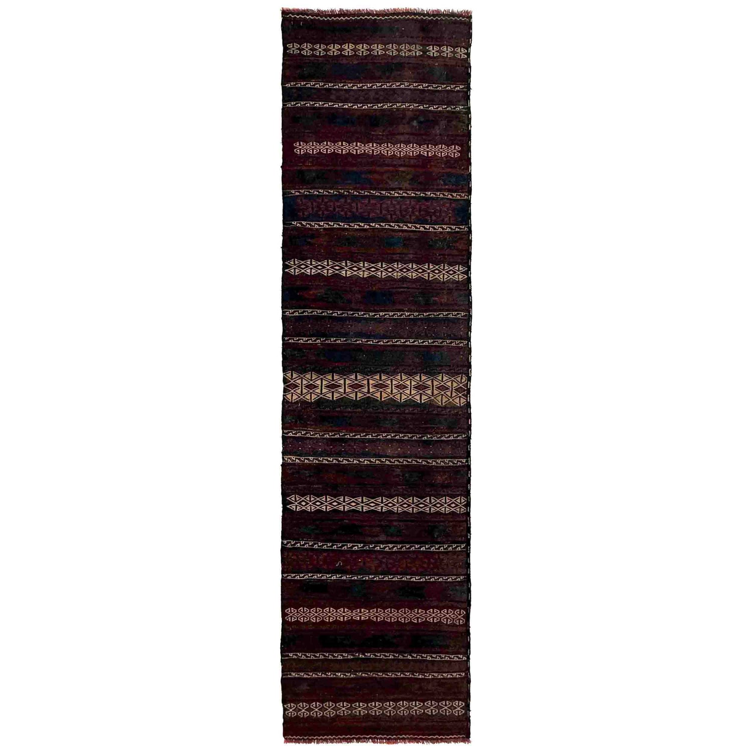 Flat Weave Kilim Runner 2' 4" x 9' 7" (ft) - No. R39836