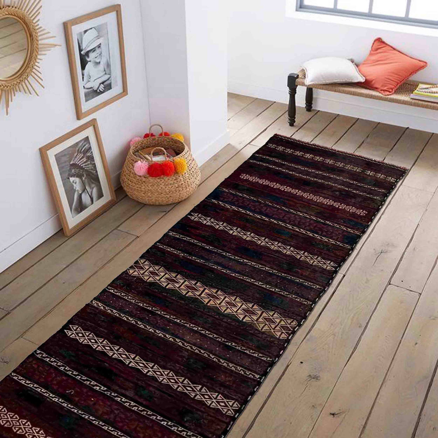 Flat Weave Kilim Runner 2' 4" x 9' 7" (ft) - No. R39836