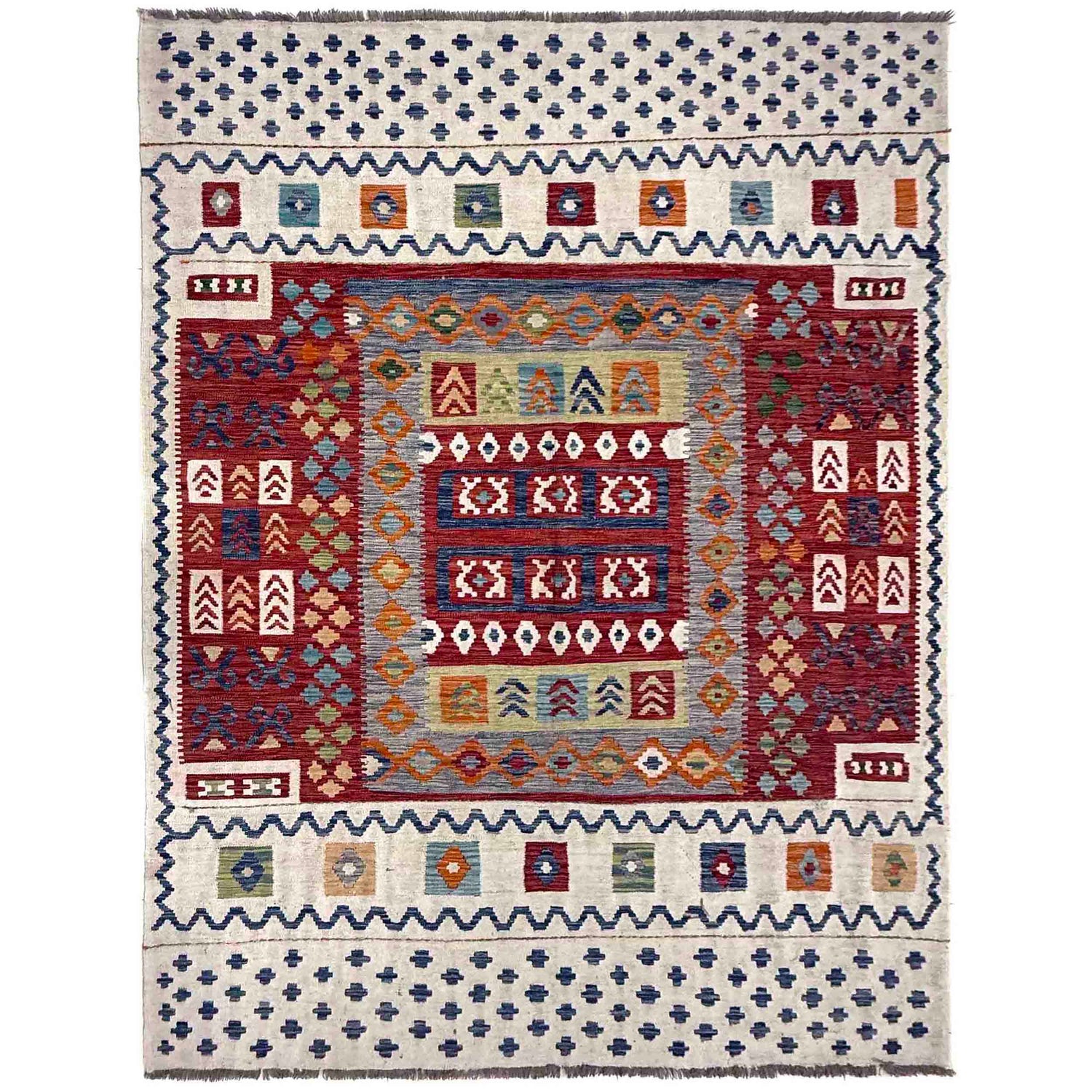 Handmade Vegetable Kilim 6' 11" x 9' 10" (ft) - No. R39841