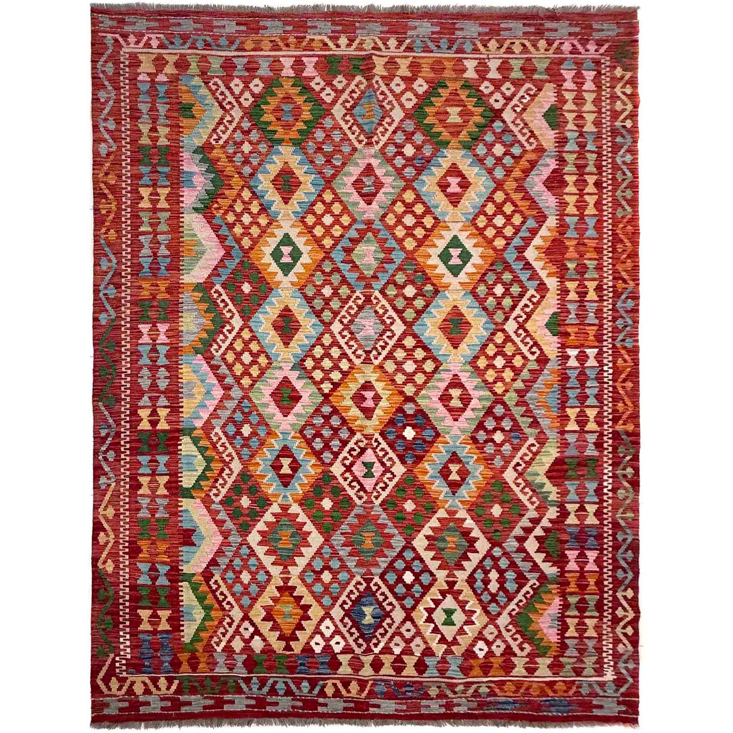 Handmade Vegetable Kelim 6' 9" x 9' 9" (ft) - No. R39842