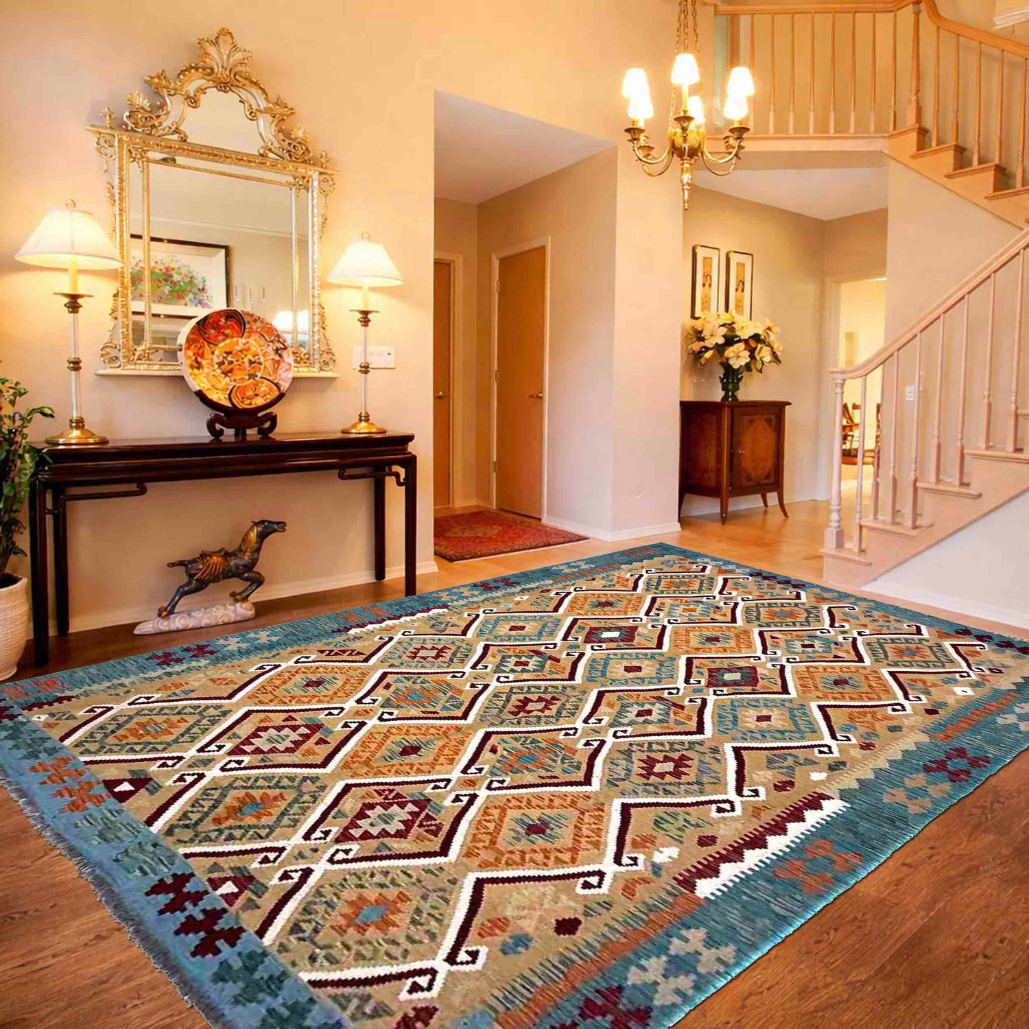 Handmade Vegetable Kilim 6' 9" x 9' 7" (ft) - No. R39843