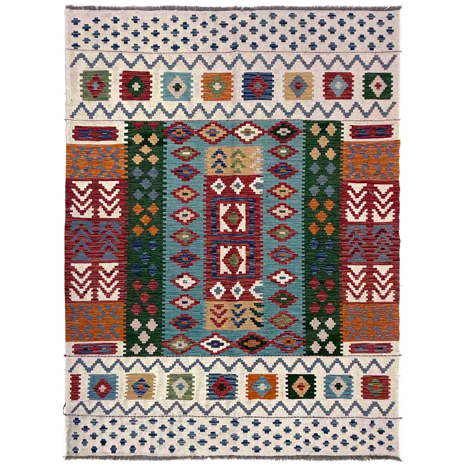 Handmade Vegetable Kelim 6' 8" x 9' 8" (ft) - No. R39844