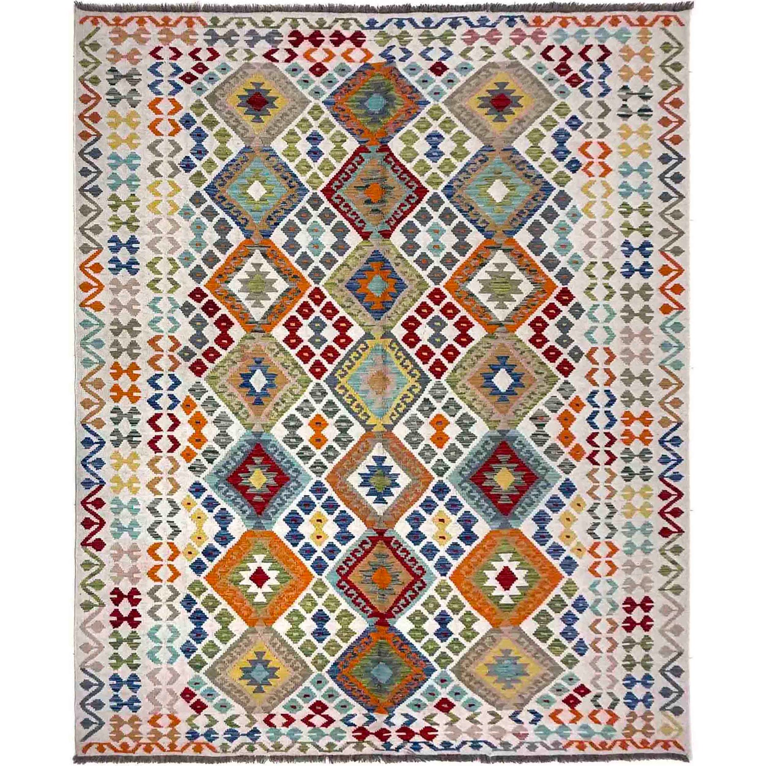 Handmade Vegetable Kelim 6' 8" x 9' 9" (ft) - No. R39847