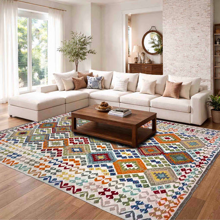 Handmade Vegetable Kelim 6' 8" x 9' 9" (ft) - No. R39847