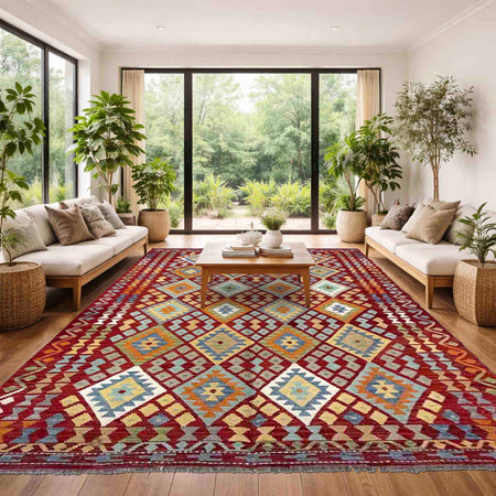 Handmade Vegetable Kelim 6' 8" x 9' 9" (ft) - No. R39852