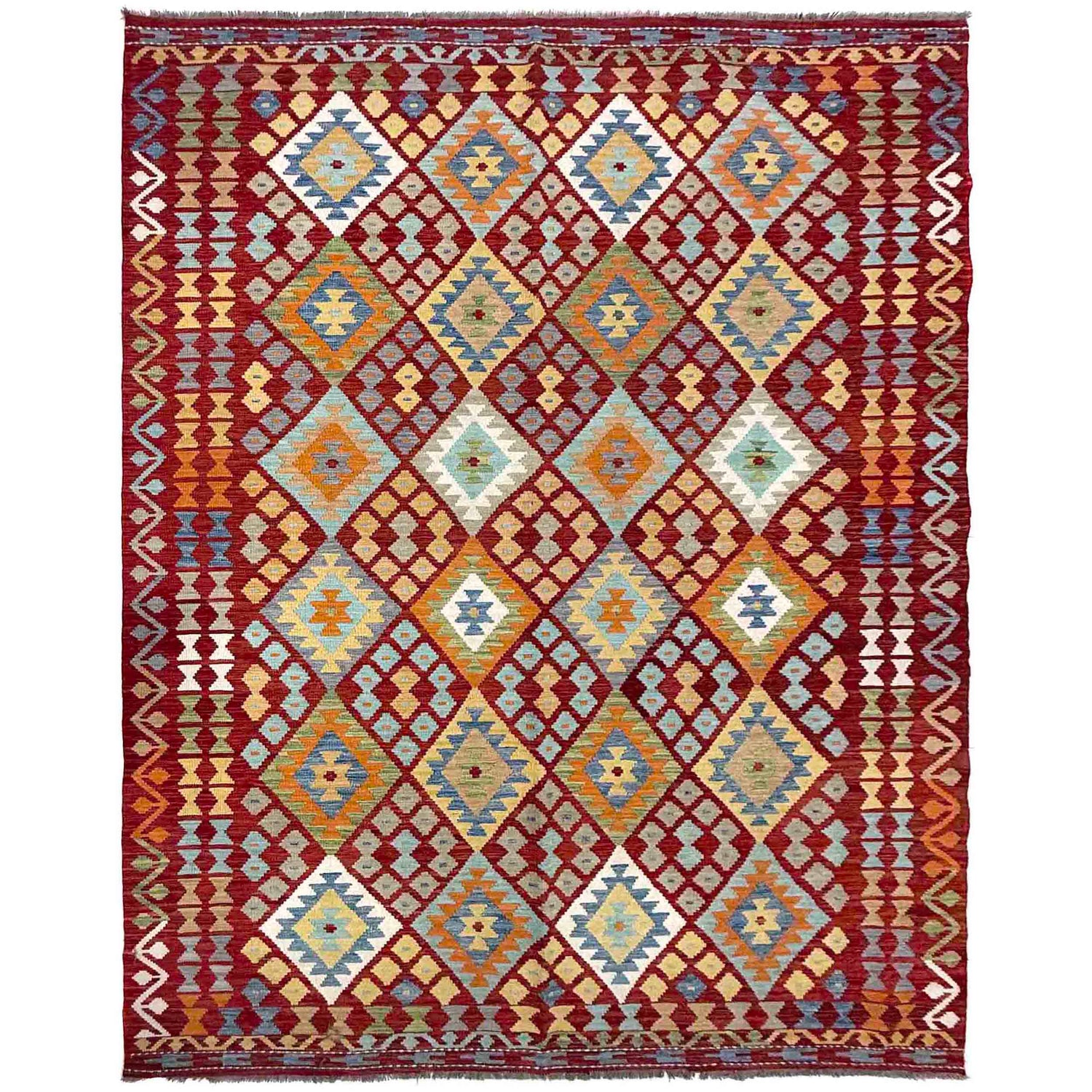 Handmade Vegetable Kelim 6' 8" x 9' 9" (ft) - No. R39852