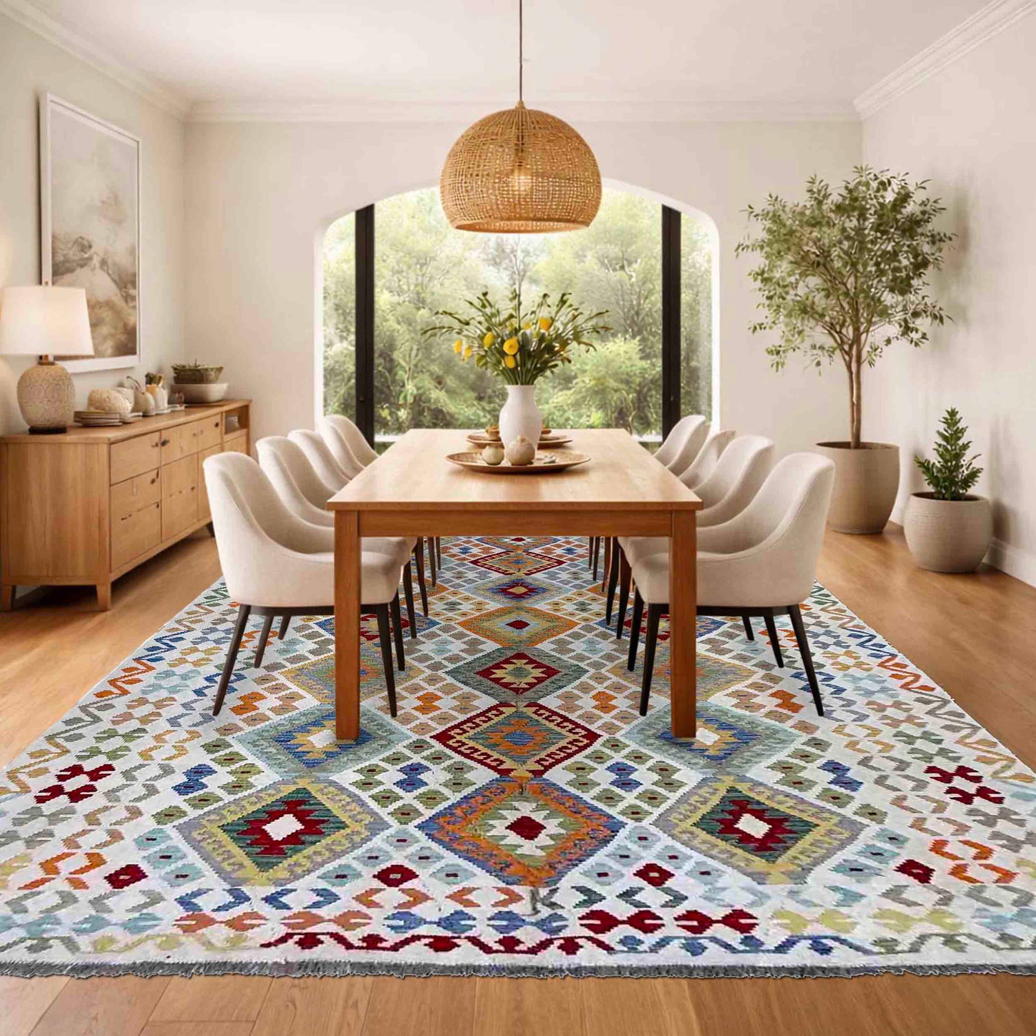 Handmade Vegetable Kilim 6' 8" x 9' 5" (ft) - No. R39853