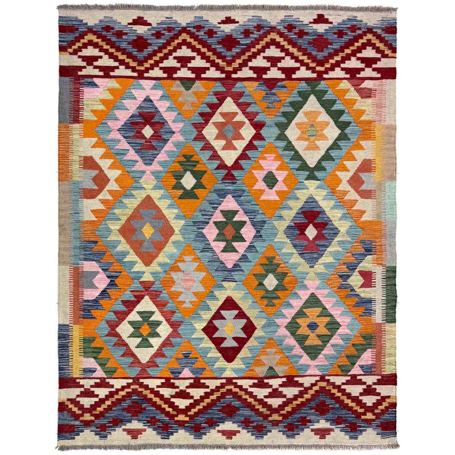 Handmade Vegetable Kelim 5' 0" x 6' 7" (ft) - No. R39858