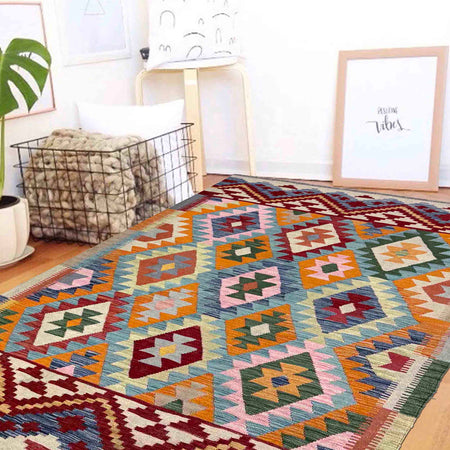 Handmade Vegetable Kelim 5' 0" x 6' 7" (ft) - No. R39858