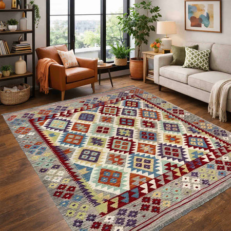 Handmade Vegetable Kilim 5' 0" x 6' 4" (ft) - No. R39859