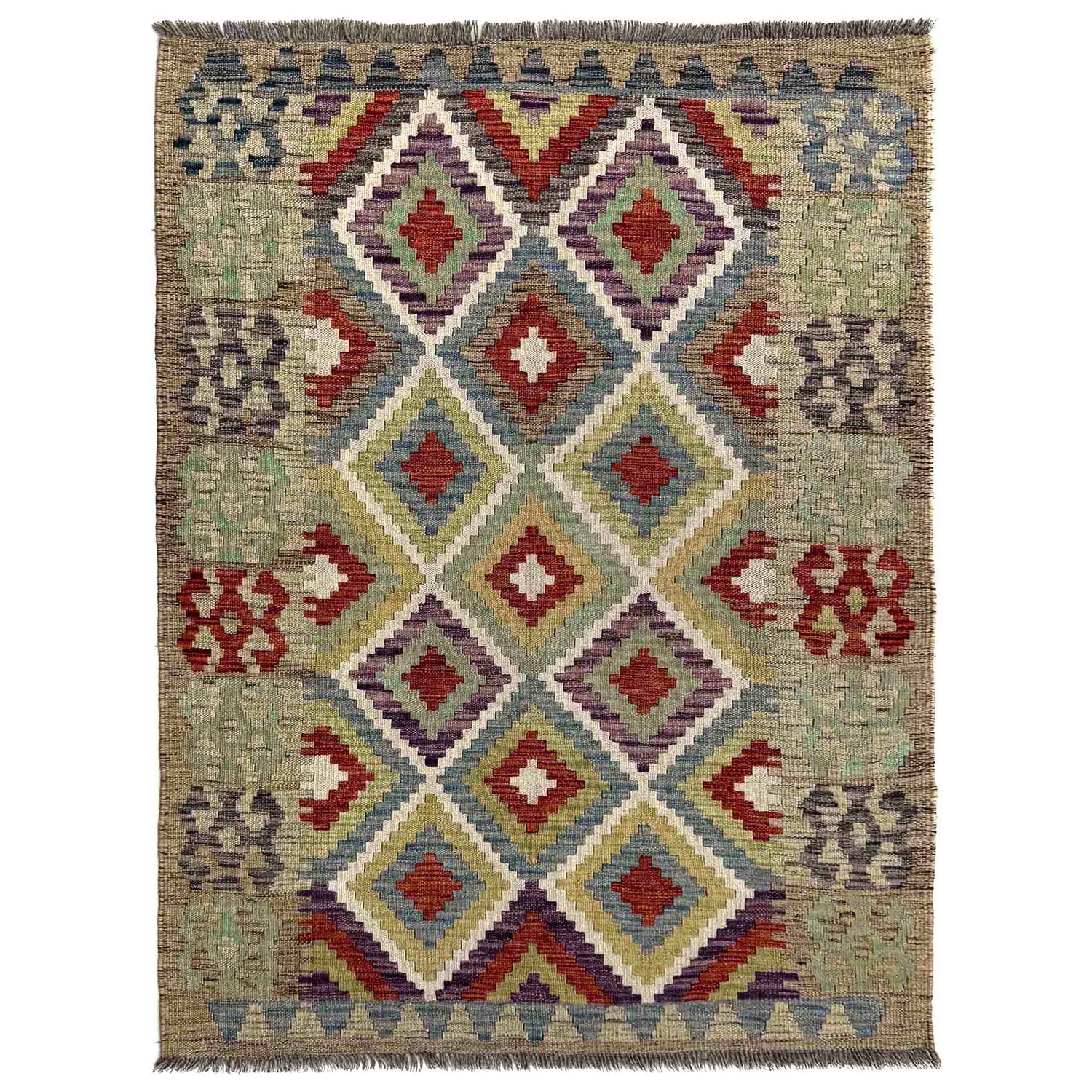 Handmade Vegetable Kilim 3' 5" x 4' 10" (ft) - No. R39864