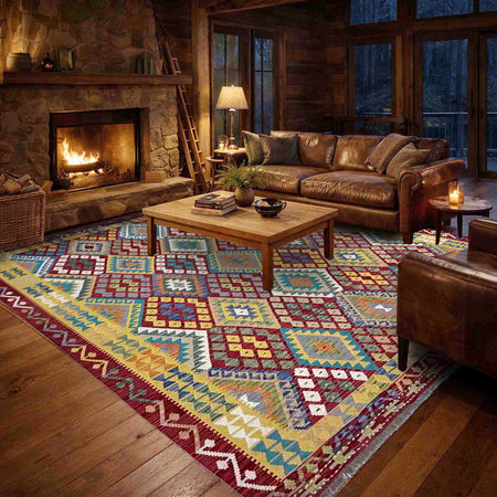 Handmade Vegetable Kilim 6' 10" x 9' 7" (ft) - No. R39878
