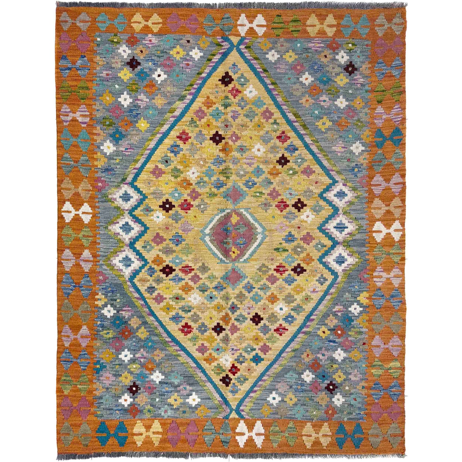 Handmade Vegetable Kilim 5' 0" x 6' 4" (ft) - No. R39883