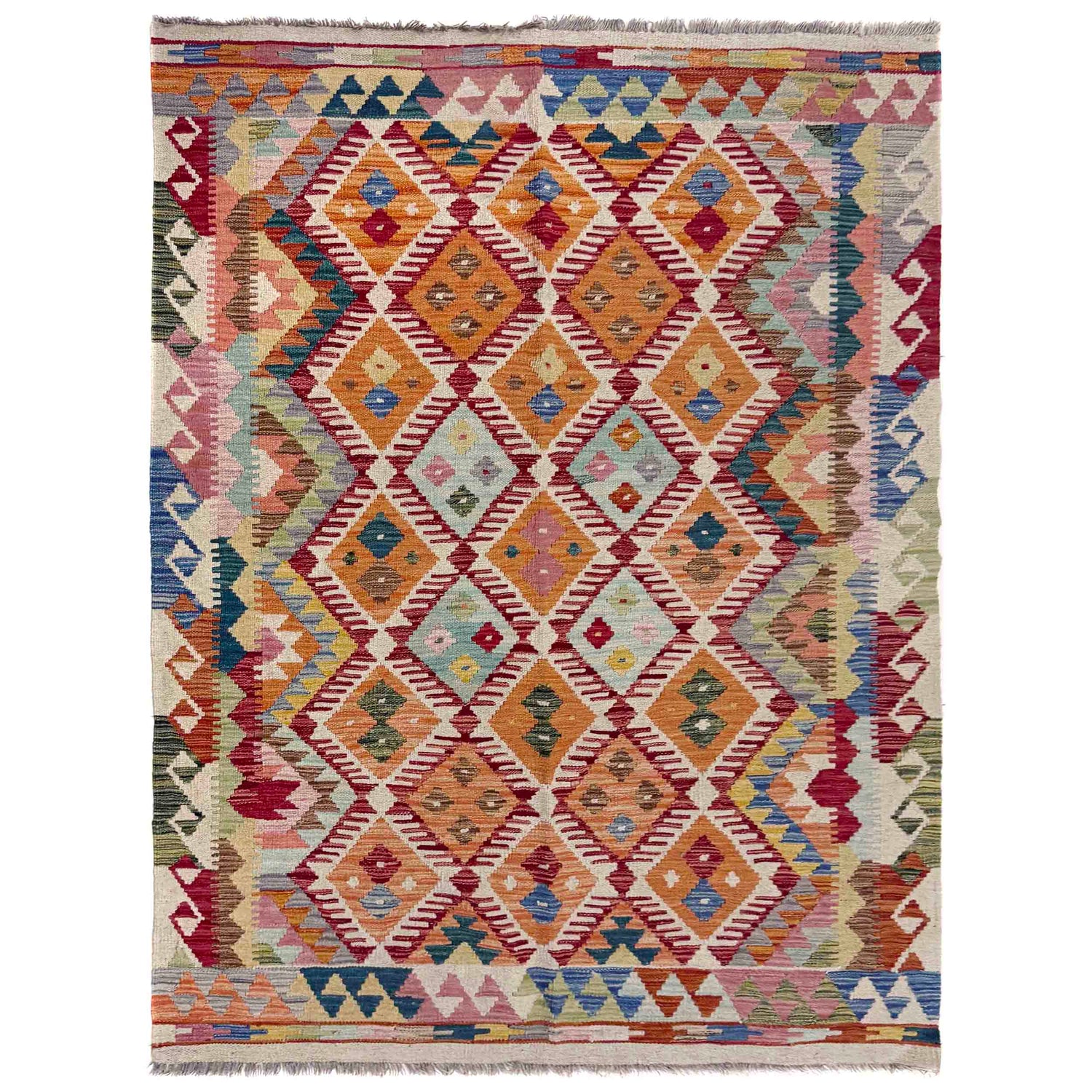 Handmade Vegetable Kelim 4' 2" x 5' 10" (ft) - No. R39890