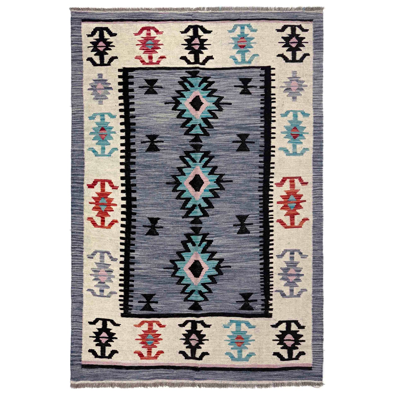 Handmade Vegetable Kilim 4' 2" x 6' 0" (ft) - No. R39893