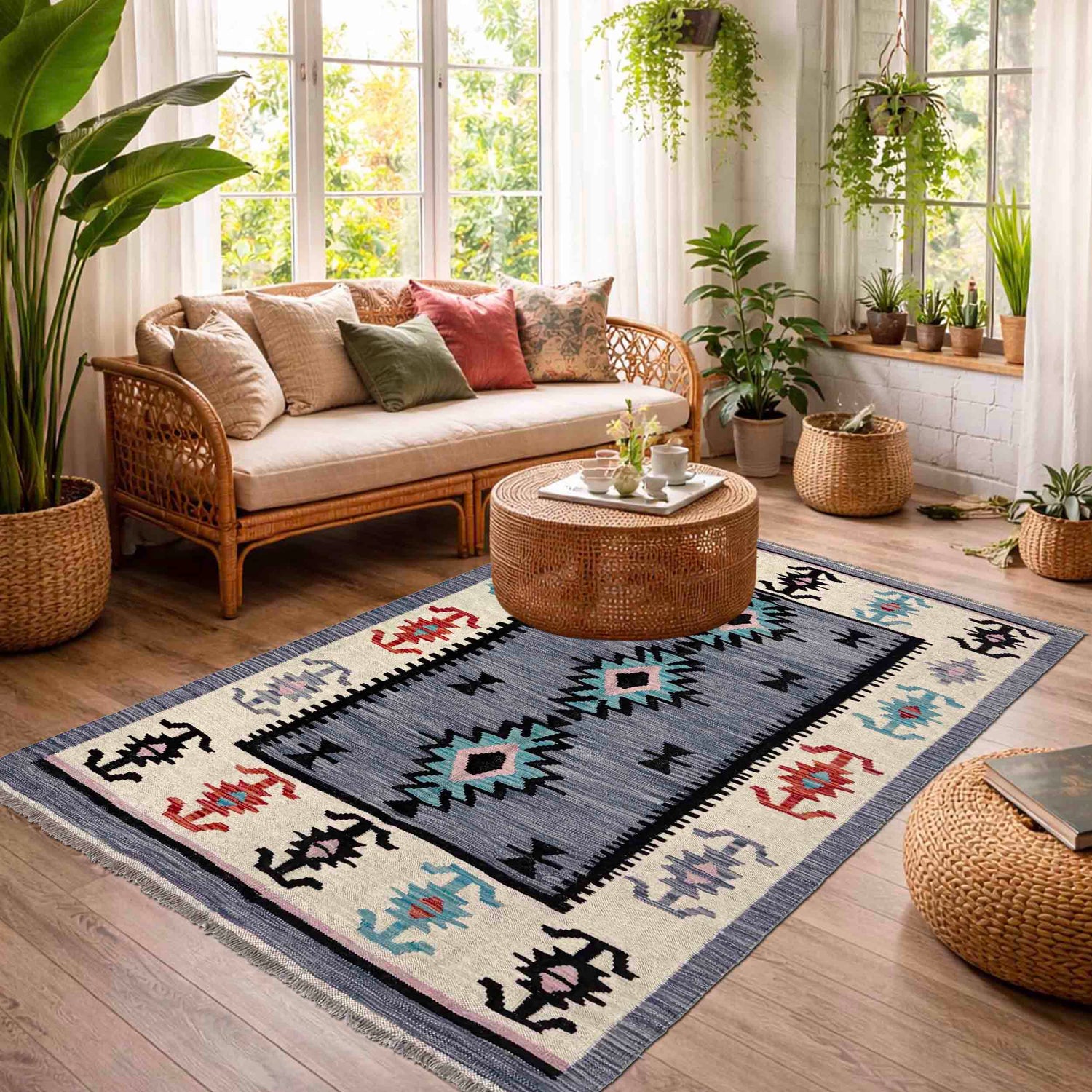 Handmade Vegetable Kilim 4' 2" x 6' 0" (ft) - No. R39893