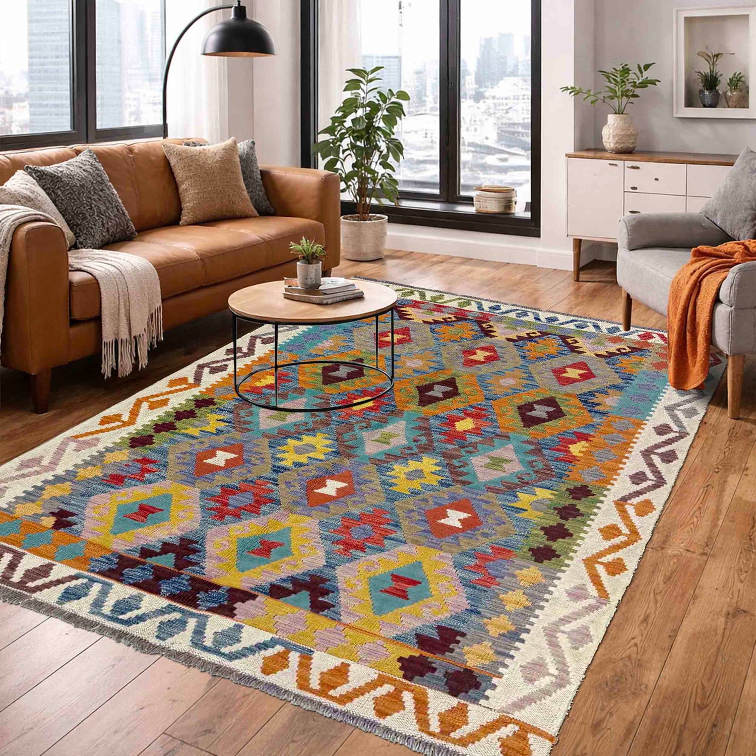 Handmade Vegetable Kelim 4' 4" x 5' 9" (ft) - No. R39894