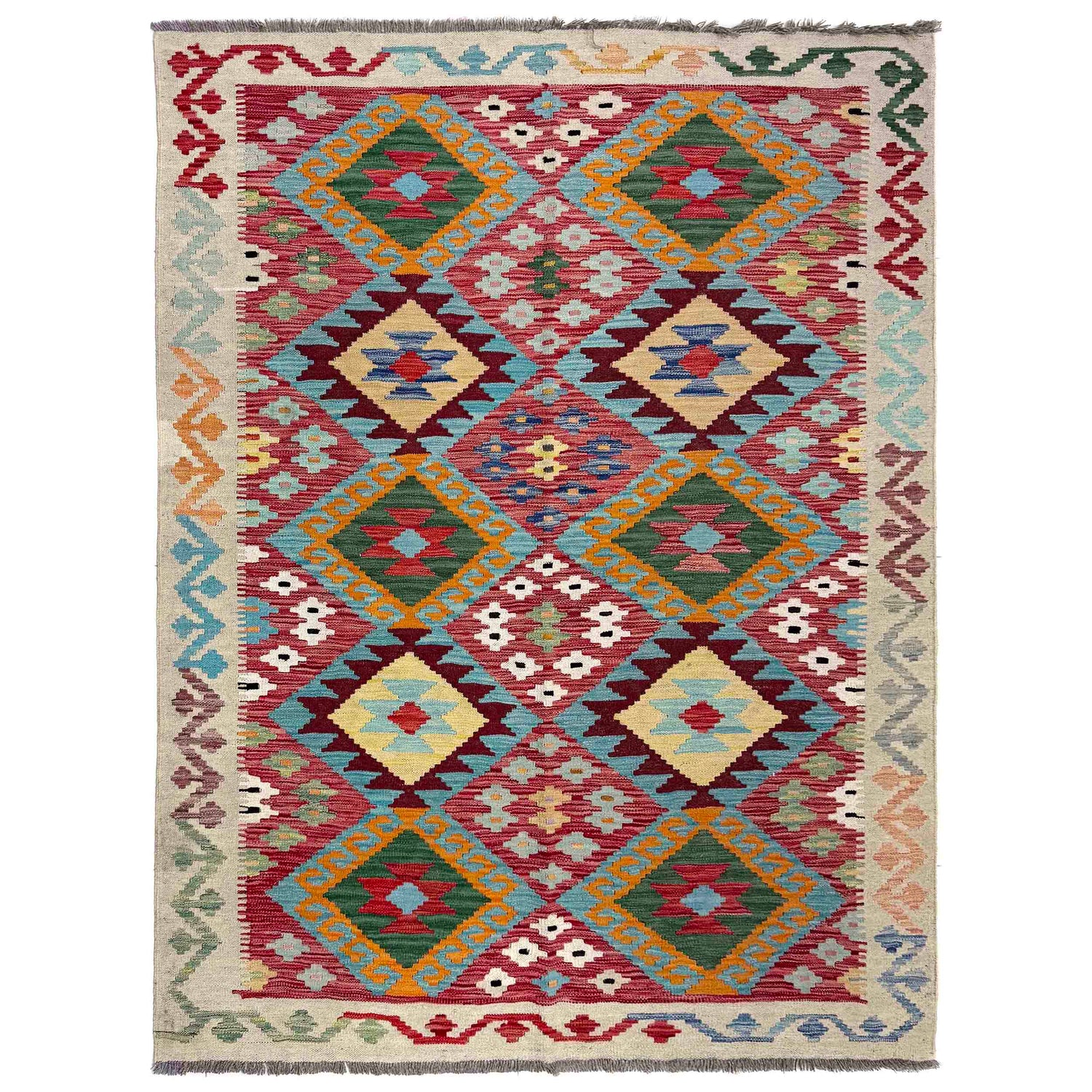 Handmade Vegetable Kelim 4' 11" x 6' 7" (ft) - No. R39895