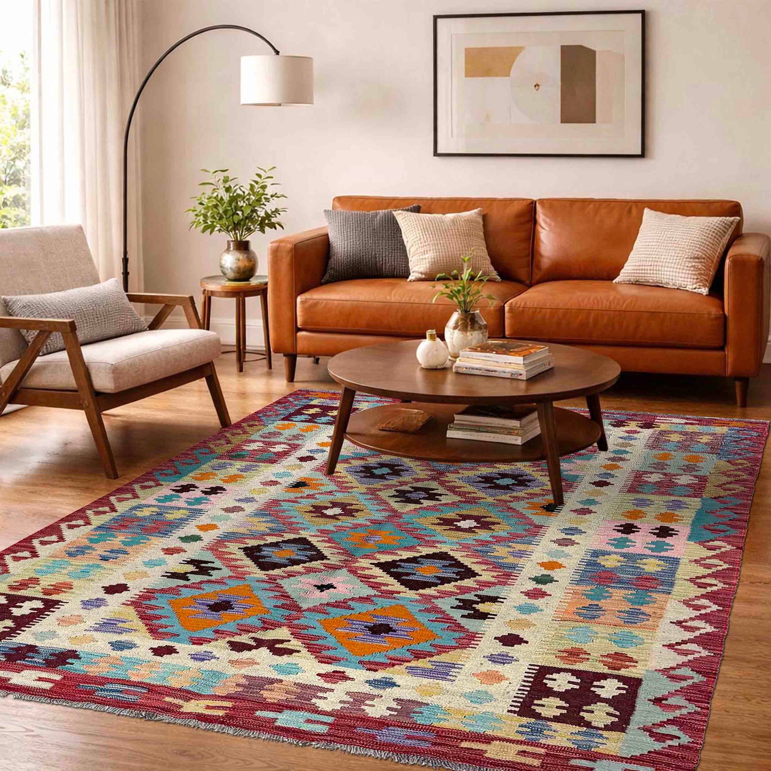 Handmade Vegetable Kilim 5' 3" x 6' 8" (ft) - No. R39896