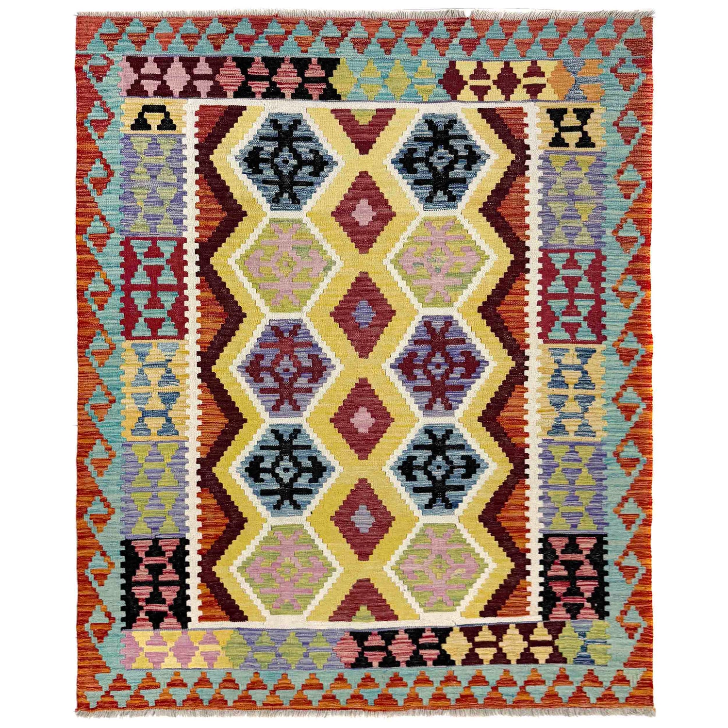 Handmade Vegetable Kelim 5' 3" x 6' 6" (ft) - No. R39897