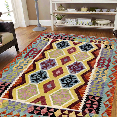 Handmade Vegetable Kelim 5' 3" x 6' 6" (ft) - No. R39897