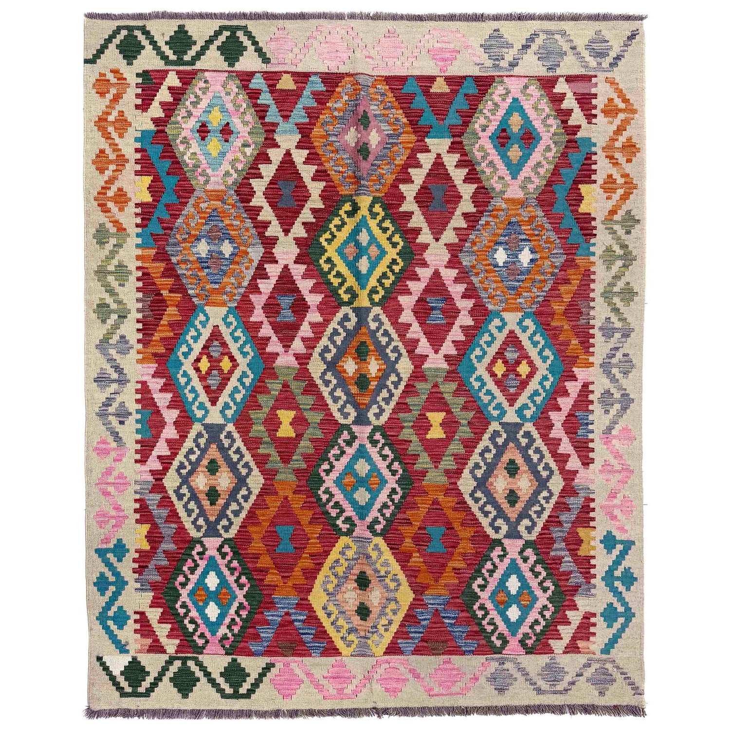 Handmade Vegetable Kilim 5' 1" x 6' 9" (ft) - No. R39898