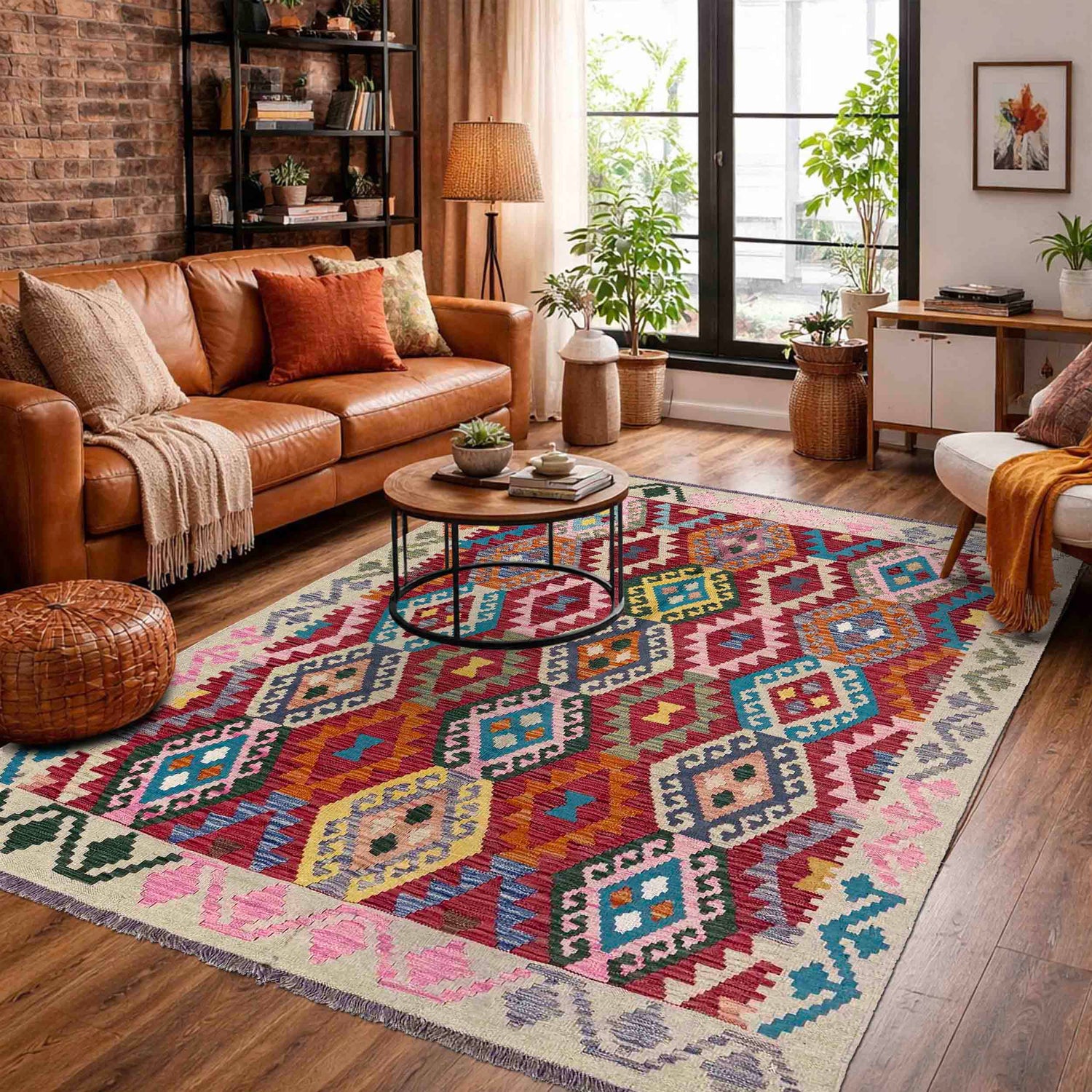 Handmade Vegetable Kilim 5' 1" x 6' 9" (ft) - No. R39898