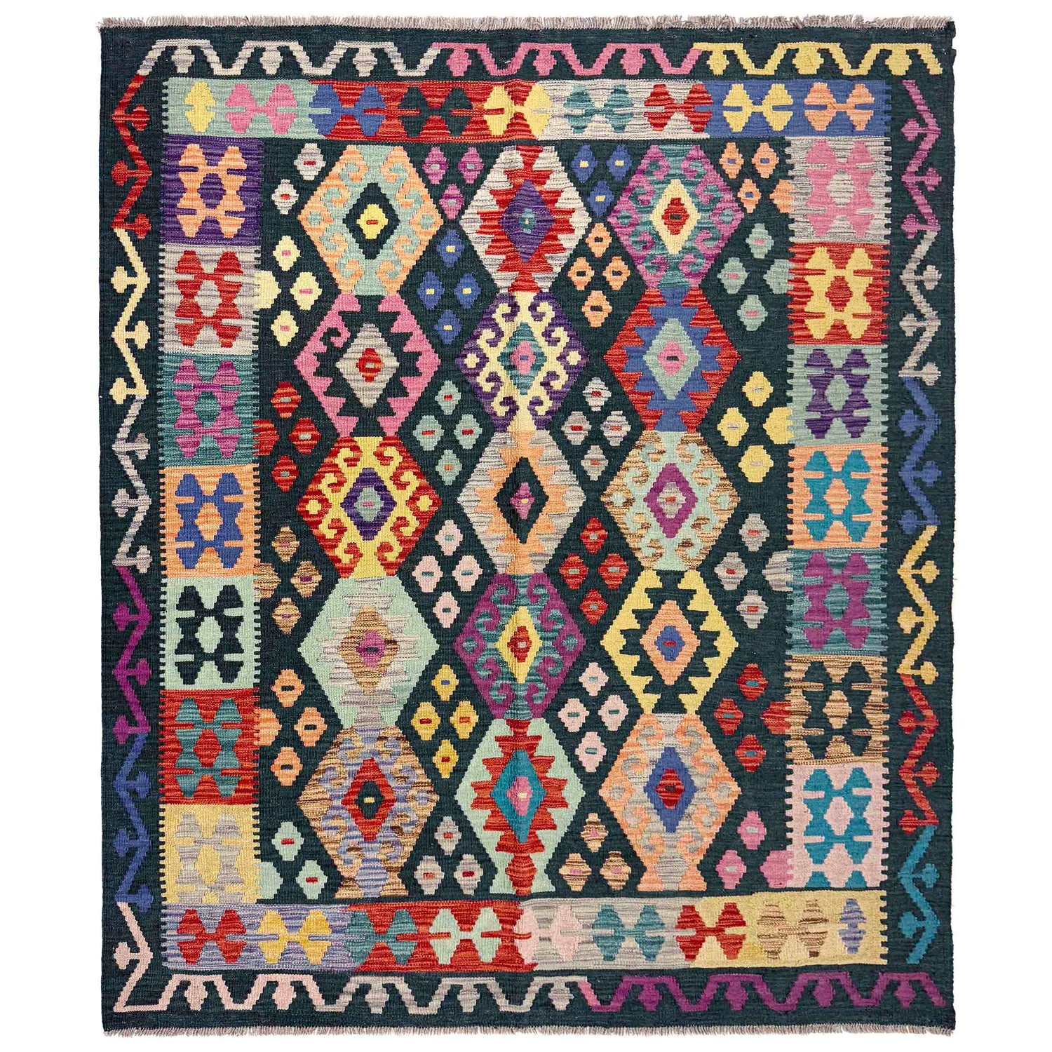 Handmade Vegetable Kilim 5' 2" x 6' 3" (ft) - No. R39899