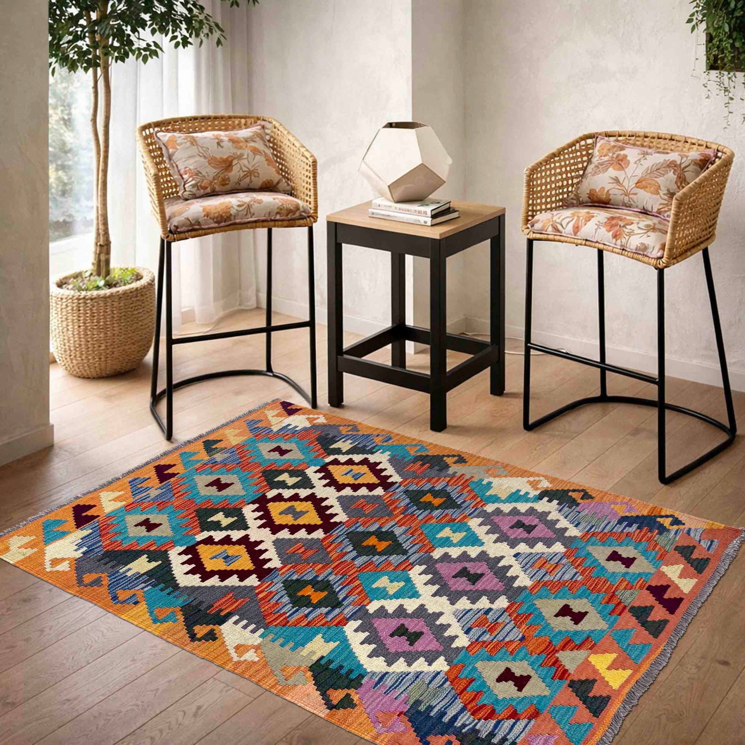 Handmade Vegetable Kilim 3' 8" x 5' 2" (ft) - No. R39900