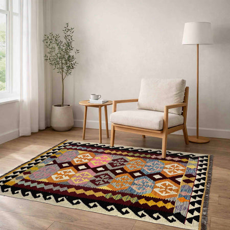 Handmade Vegetable Kelim 3' 6" x 4' 11" (ft) - No. R39904