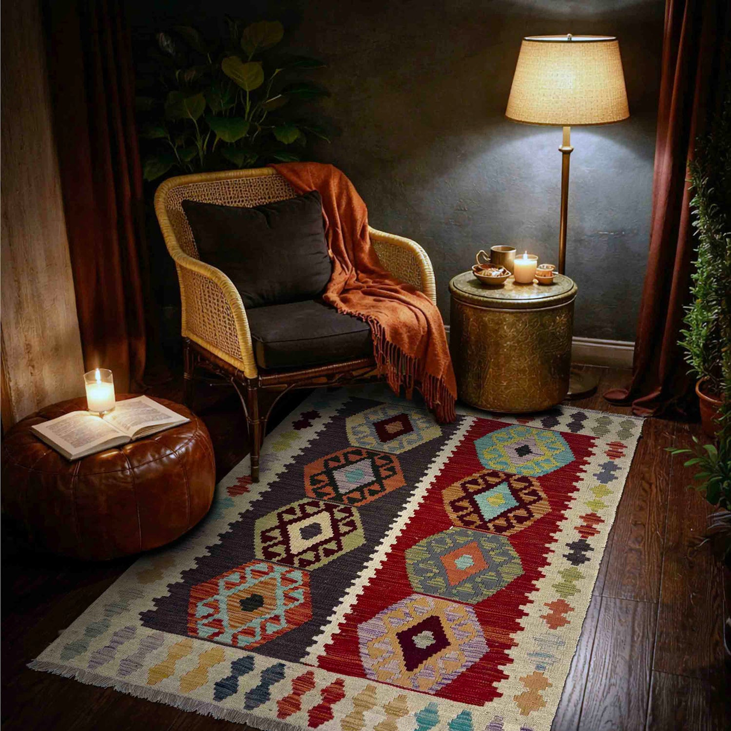 Handmade Vegetable Kelim 3' 6" x 5' 1" (ft) - No. R39905