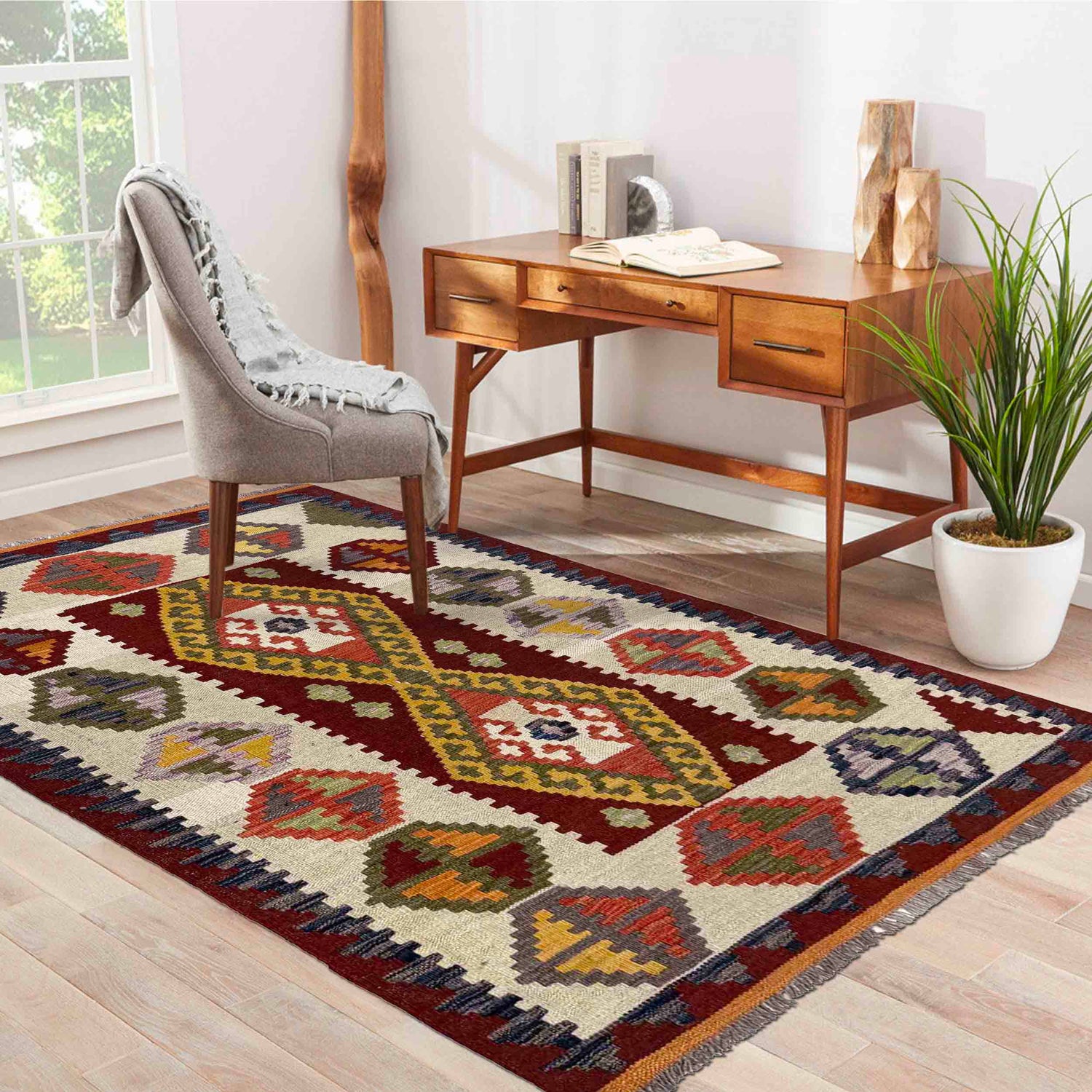 Handmade Vegetable Kilim 3' 5" x 5' 0" (ft) - No. R39907