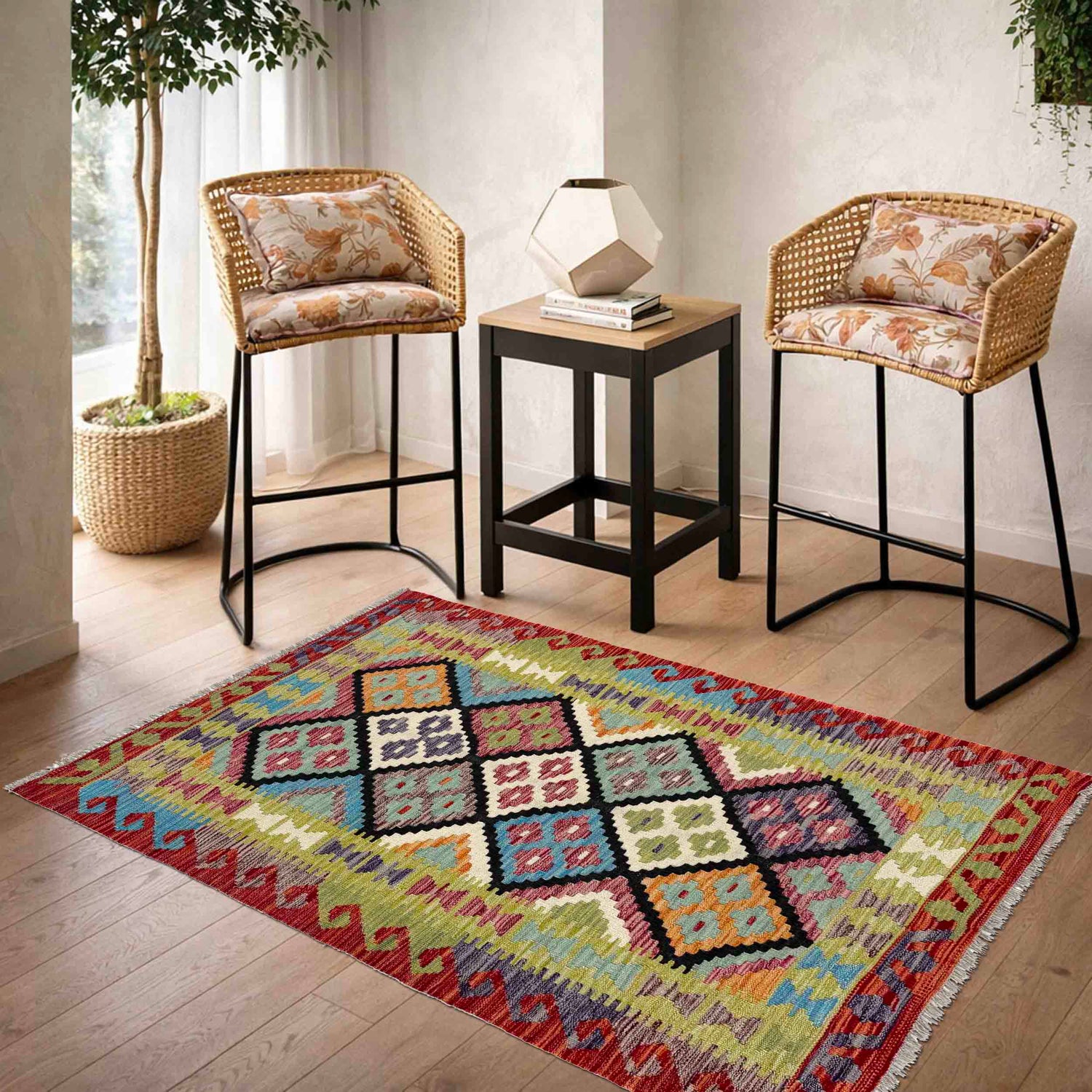 Handmade Vegetable Kilim 3' 6" x 5' 1" (ft) - No. R40044