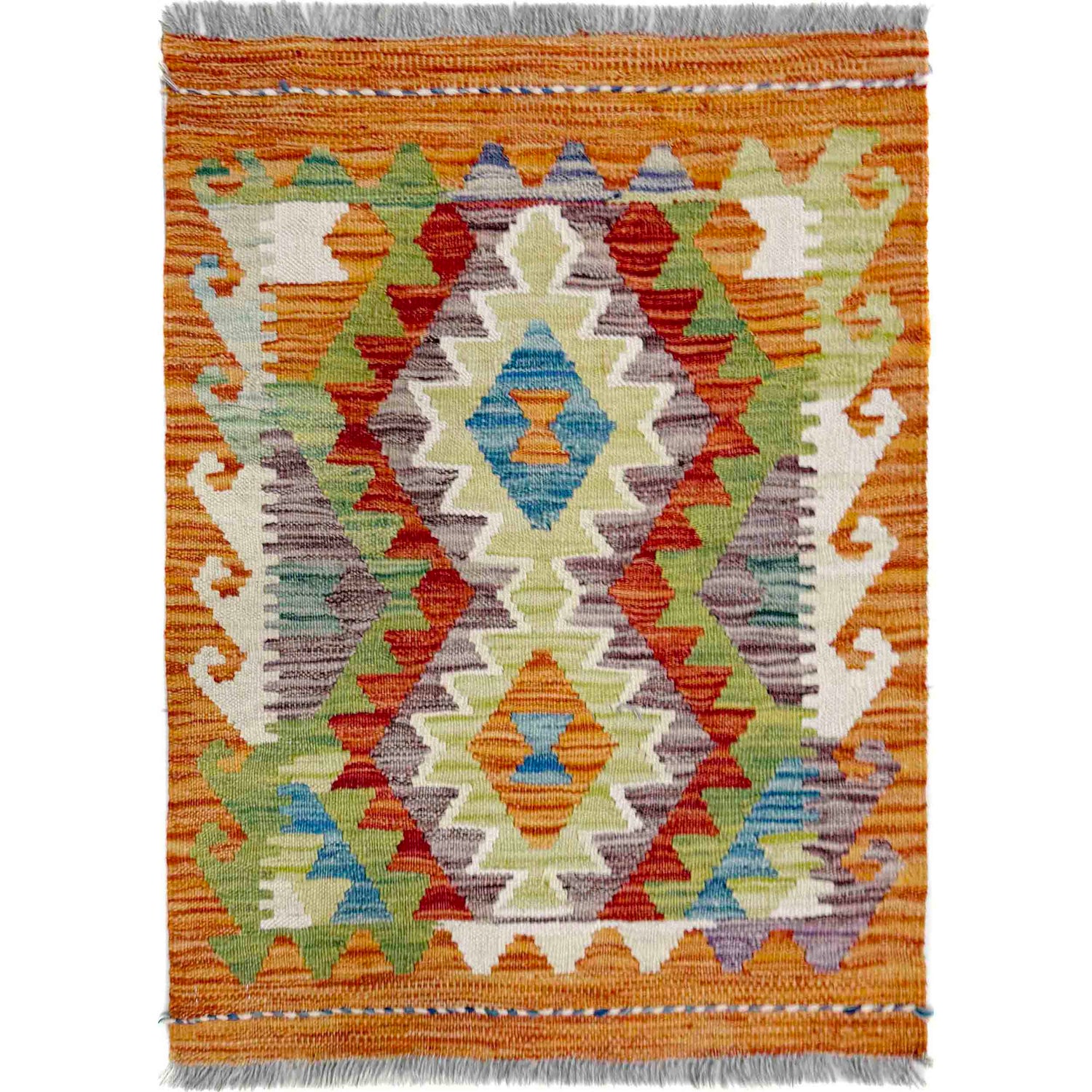 Handmade Vegetable Kilim 1' 11" x 2' 6" (ft) - No. R40045