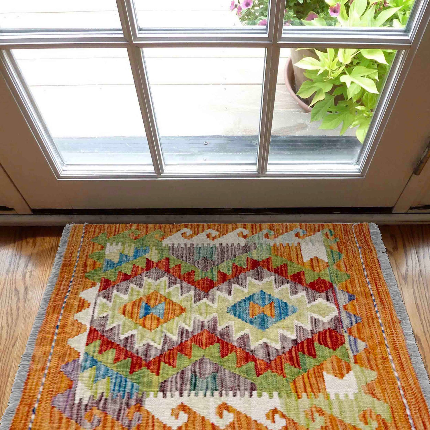 Handmade Vegetable Kilim 1' 11" x 2' 6" (ft) - No. R40045