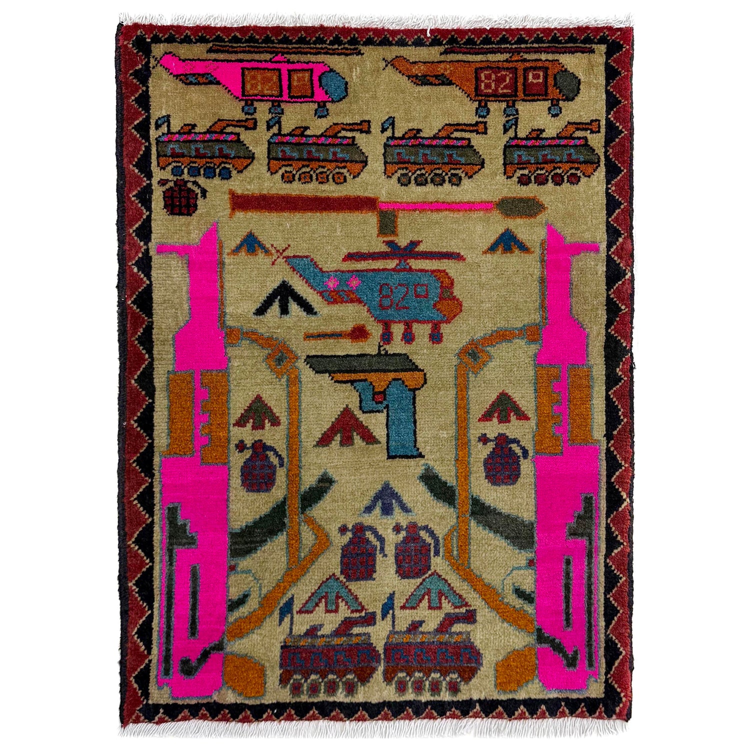 Handmade War Rug 2' 0" x 2' 6" (ft) - No. R40049