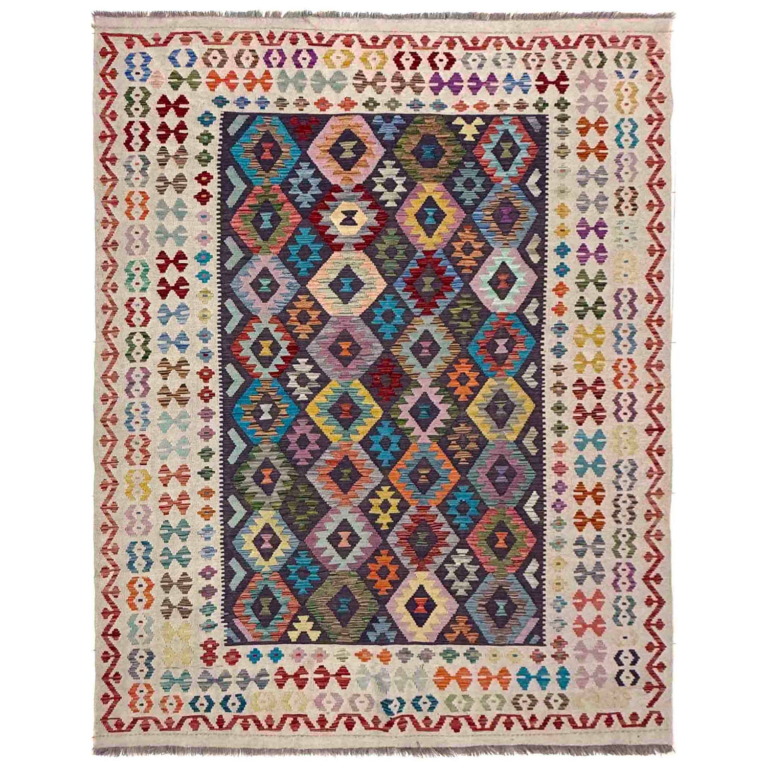 Handmade Vegetable Kilim 6' 11" x 9' 5" (ft) - No. R40054