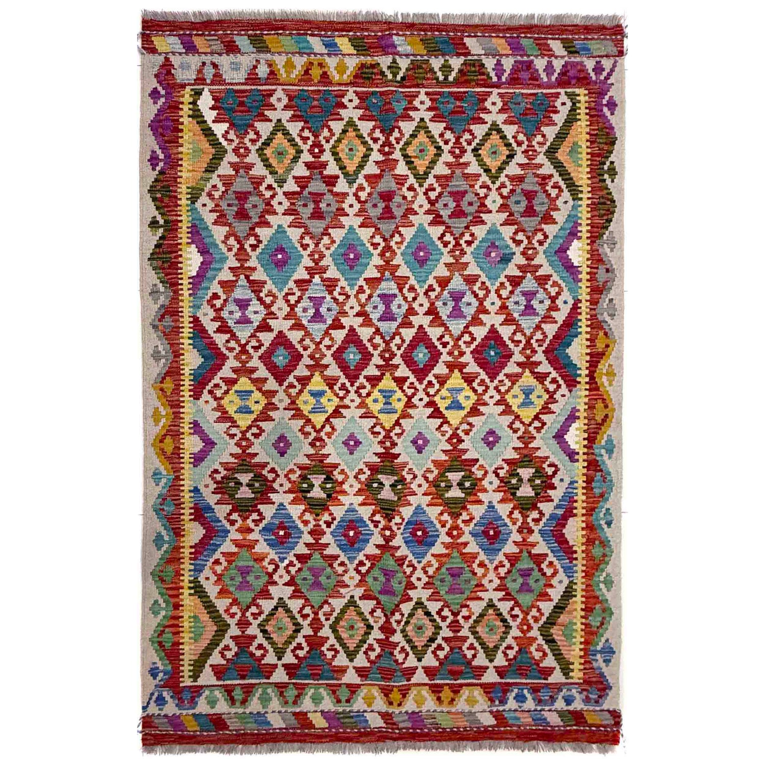 Handmade Vegetable Kelim 4' 1" x 6' 4" (ft) - No. R40058