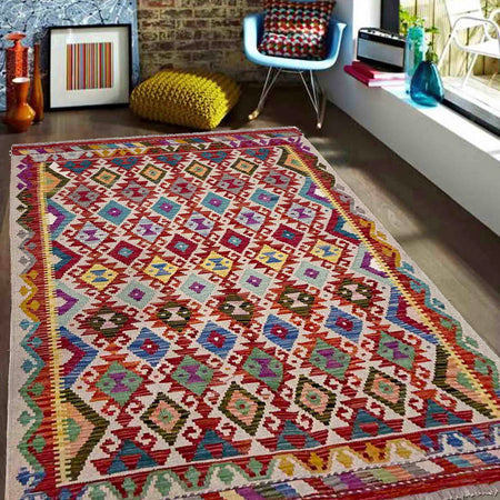 Handmade Vegetable Kelim 4' 1" x 6' 4" (ft) - No. R40058