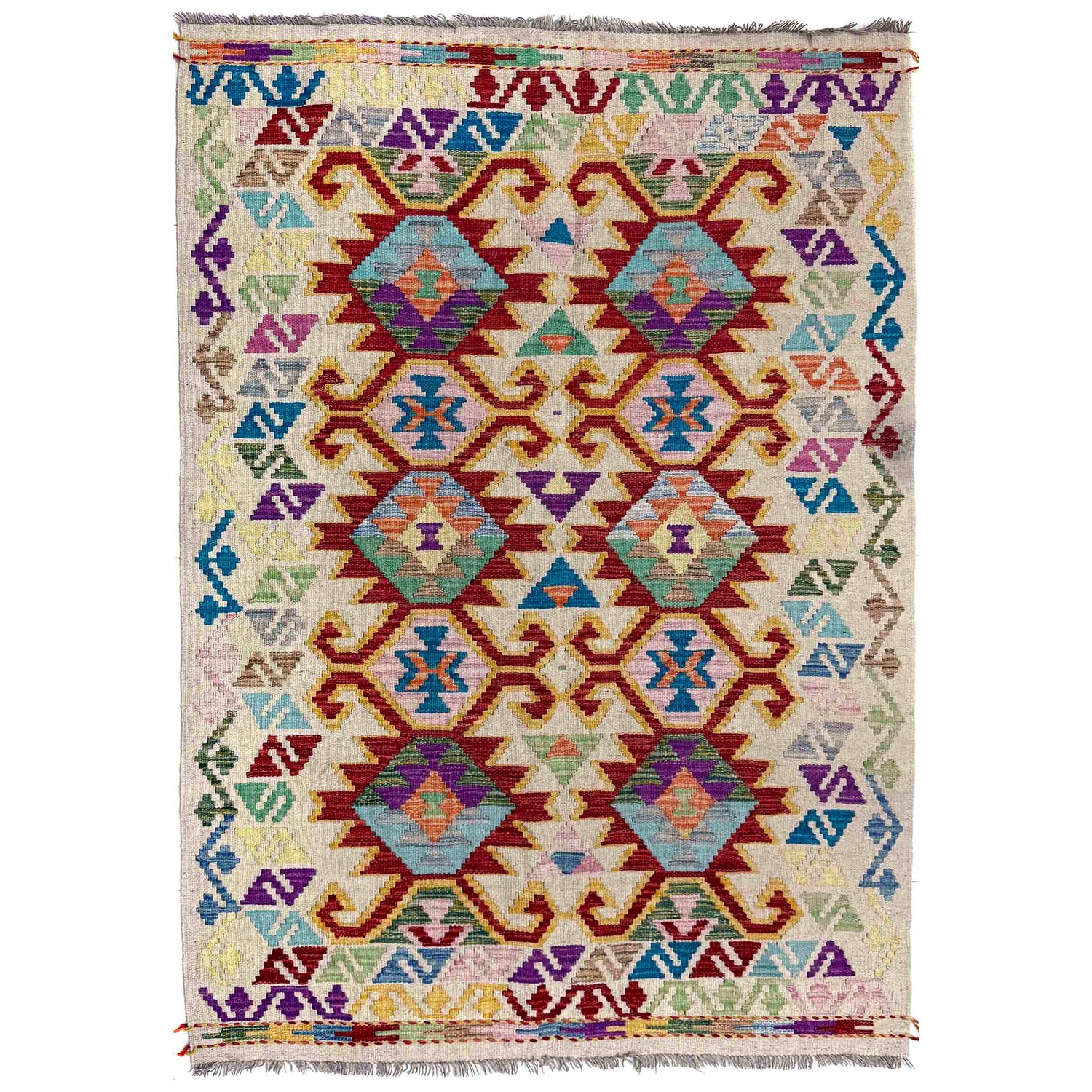 Handmade Vegetable Kelim 4' 2" x 6' 2" (ft) - No. R40060