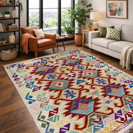 Handmade Vegetable Kelim 4' 2" x 6' 2" (ft) - No. R40060