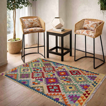 Handmade Vegetable Kilim 3' 4" x 4' 10" (ft) - No. R40061