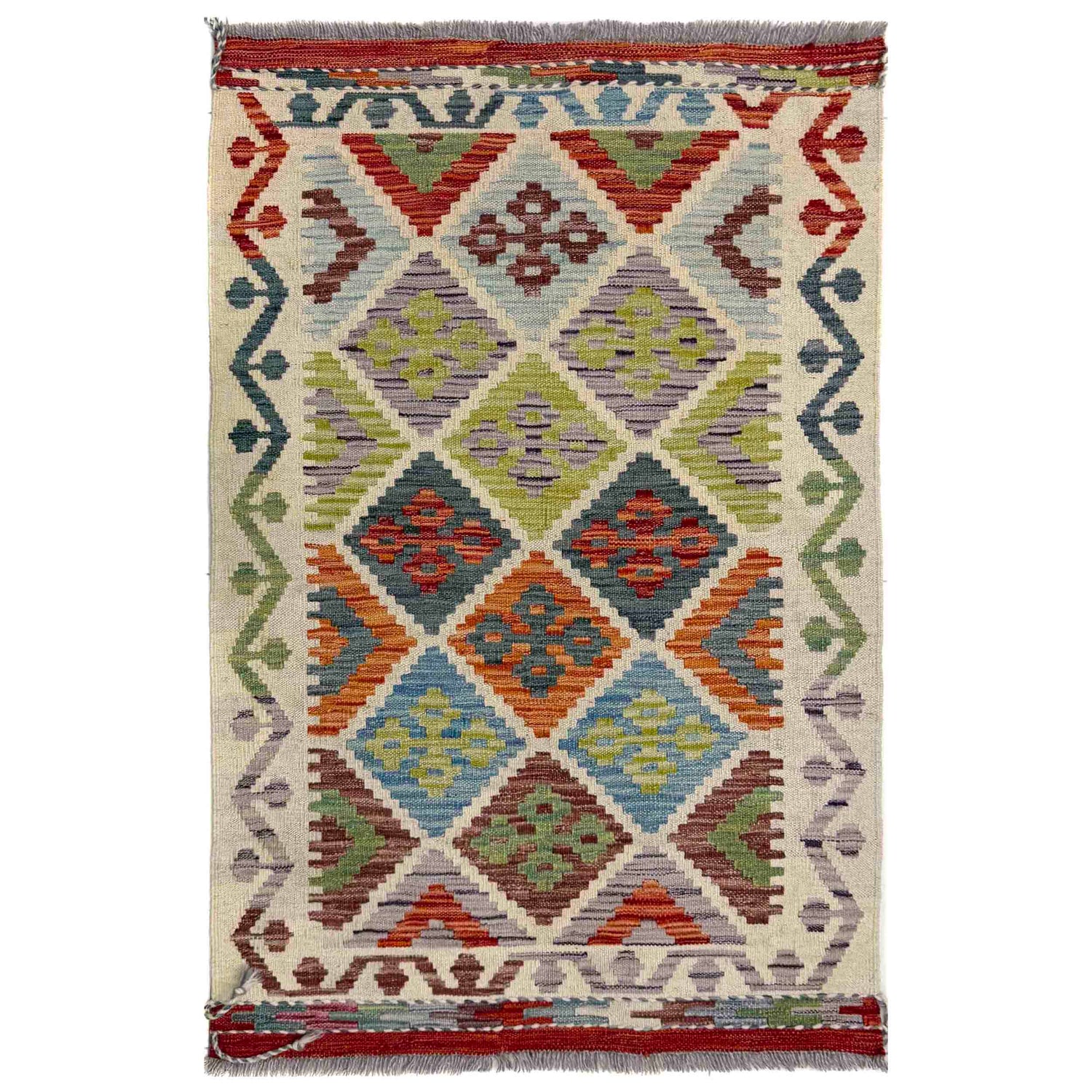 Handmade Vegetable Kilim 2' 7" x 4' 2" (ft) - No. R40074
